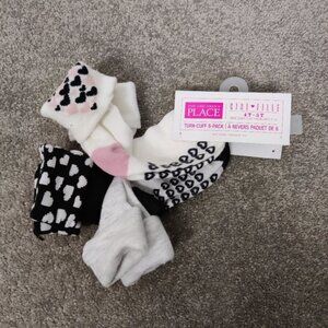 The Children's Place Girl's Socks - Black, White, Pink Set of Three NEW